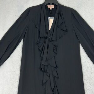 Chicos black label Black Ruffled Long Sleeve dress